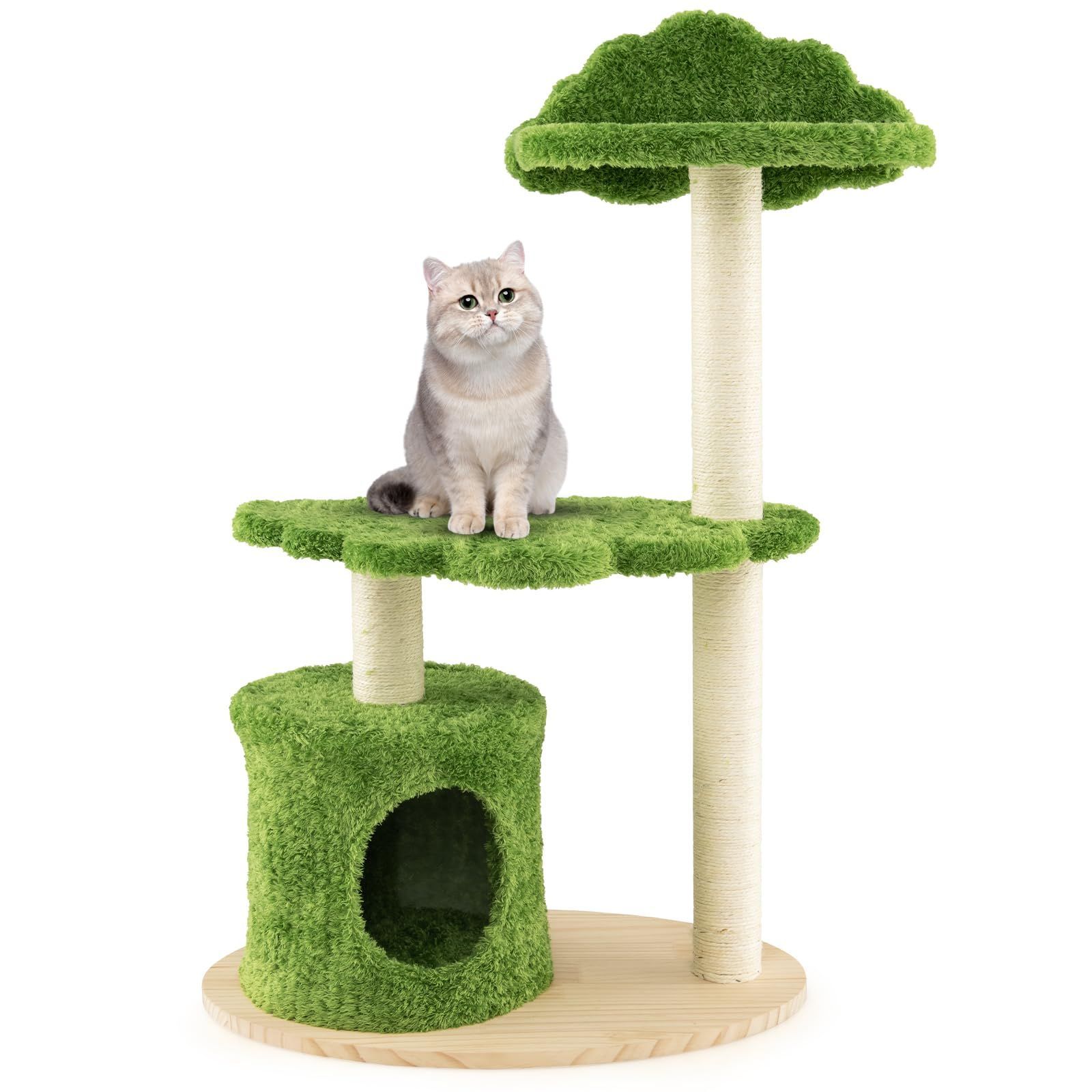 新商品 猫タワー ねこタワー おしゃれ 猫用品 サイザル麻の爪とぎポール 高さ97cm 猫ハウス 安定 キャットタワー ネコタワー 猫の遊び場 GOPLUS 組み立て簡単