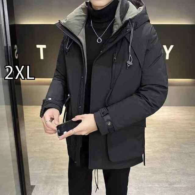 安い，大人気 [2XL]メンズ  服  シンプル ファッション オシャレ 大人 かっこいい 大きいサイズ ストリート 紳士服  フード ダウン ジャケット ゆったり 軽 厚手 ホワイト ダック ダウン 冬 暖かい ミドル丈 その他