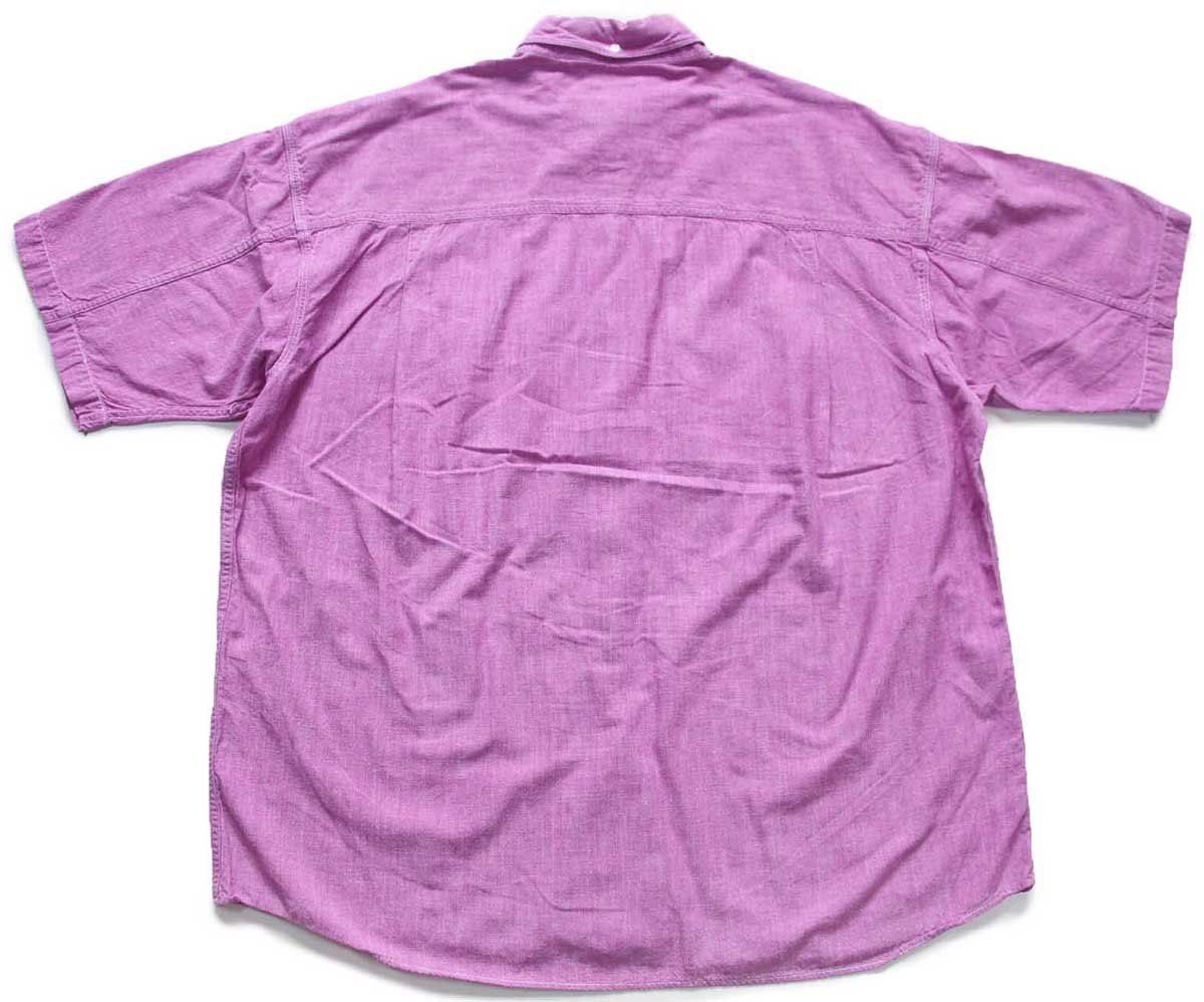 90s GANT SALTY DOG 三点留め ボタンダウン 半袖 コットン シャンブレーシャツ 薄赤紫 XL インド綿 オールド ビンテージ ビッグサイズ