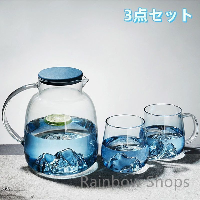 青いガラス製ピッチャー Amazon | ガラス製水差し 青いガラス製ピッチャー 蓋とハンドル