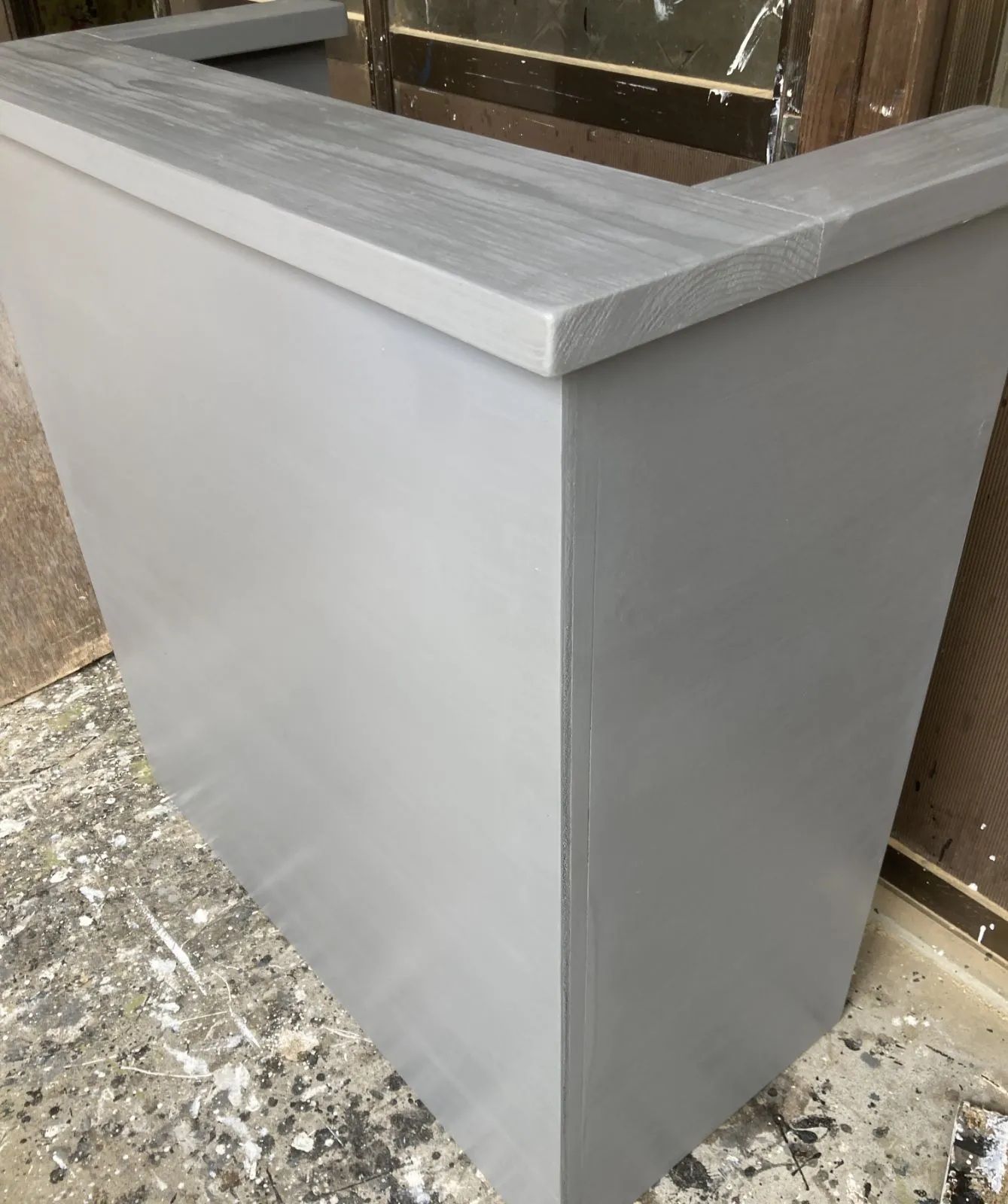 受注製作 グレー カウンターテーブル 900 店舗 ネイル 美容院 受付カウンターレジカウンター