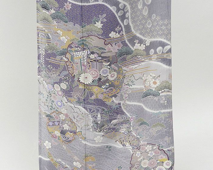 夏物 訪問着 新品仕立済 正絹 夏物 雪輪四季花宝尽くし模様 身丈171cm 裄丈69cm 縦絽訪問着 新品 仕立て上がり 着物 wb2324 夏物 訪問着 新品 仕立て上がり 正絹 夏物 雪輪四季花宝尽くし模様