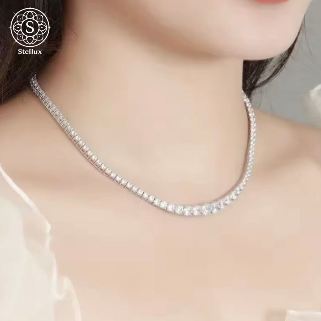 15ct VVSモアサナイト】グラデーション テニスチェーンネックレス S925 