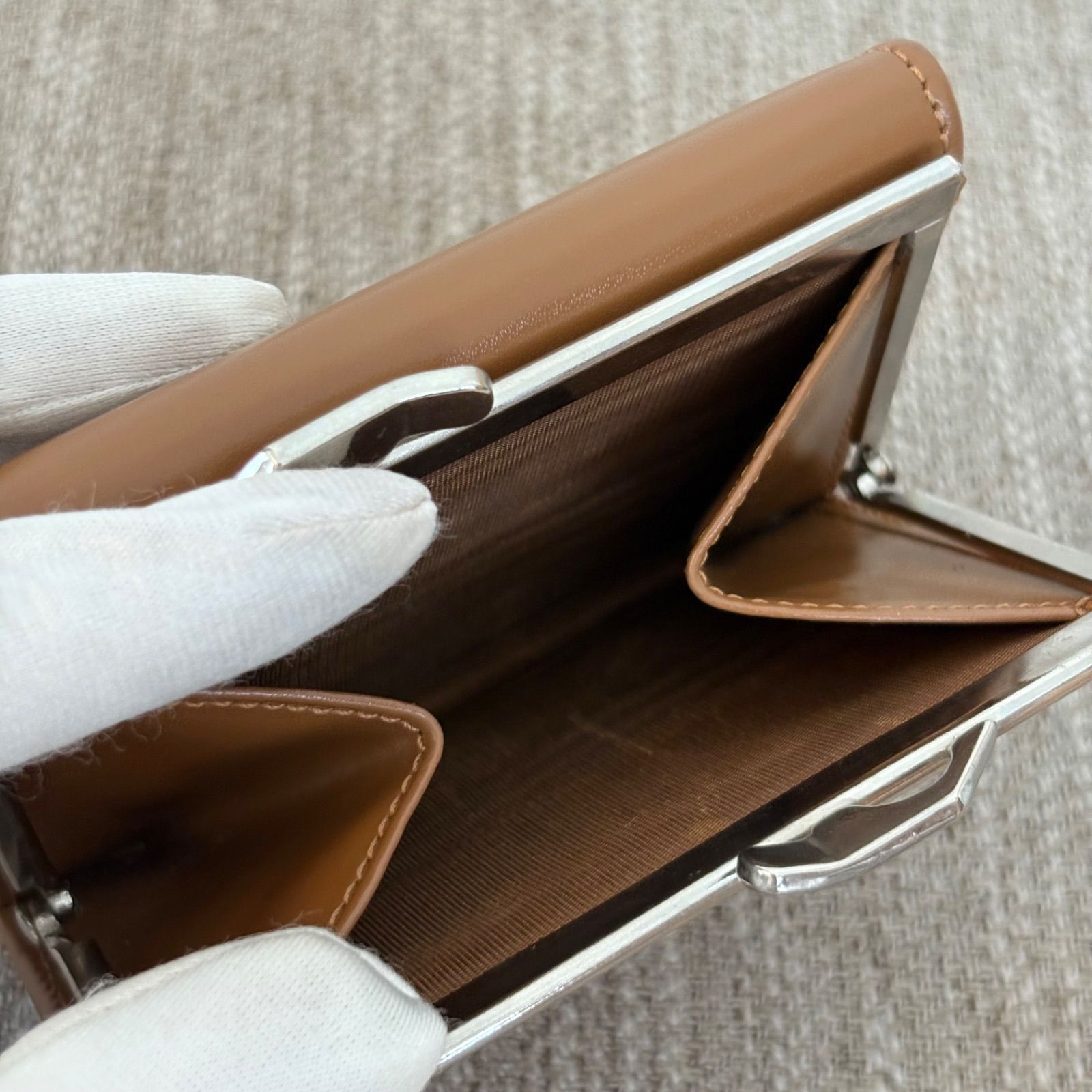 箱付き】【極美品】セリーヌ レザー がま口 三つ折り財布 レディース