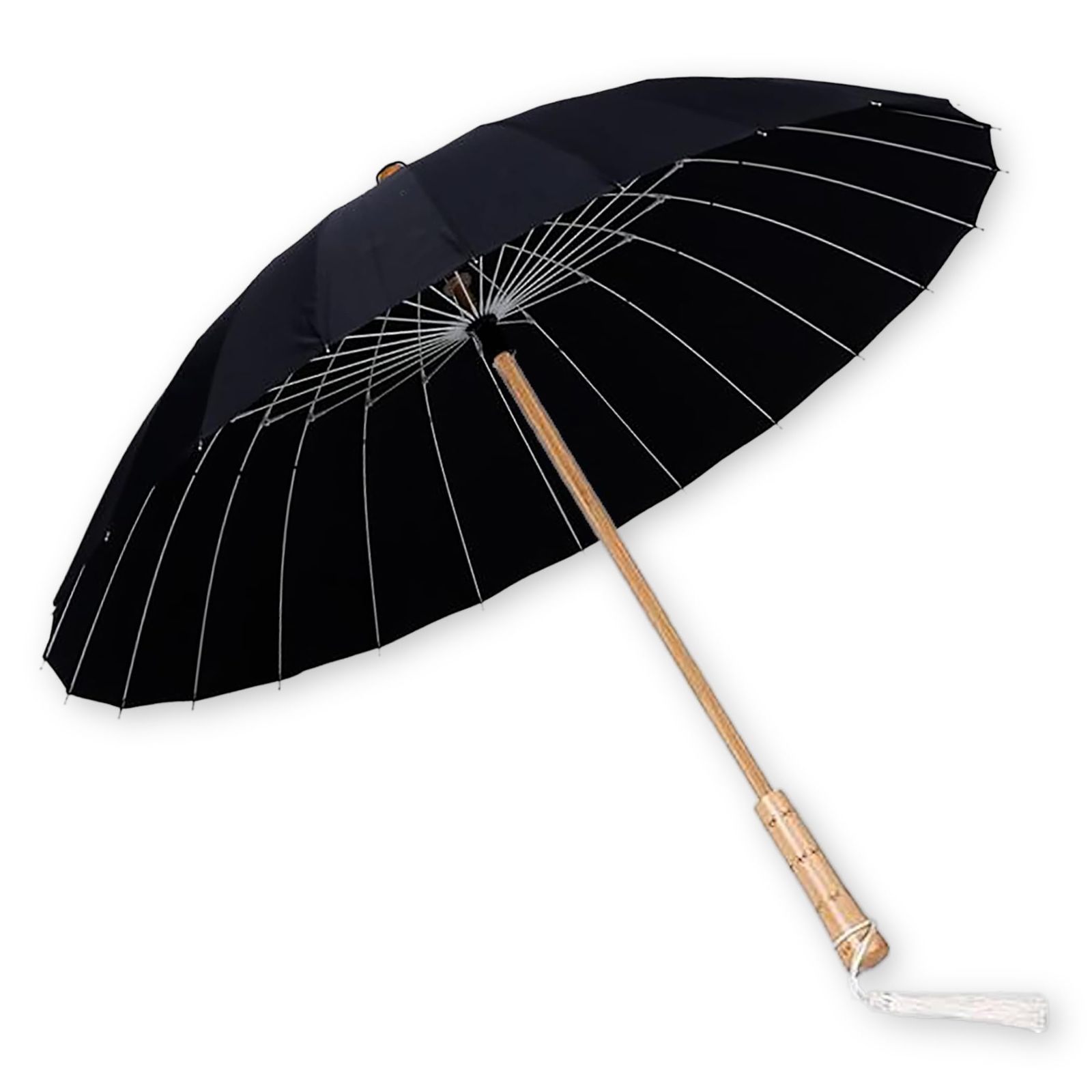 Lezalic 和傘 長傘 雨傘 男女兼用 24本骨 晴れ雨兼用 梅雨 UVカット 軽量 紳士傘 耐風 撥水 グラスファイバー 撮影 和風 (ブラック) [ブラック]