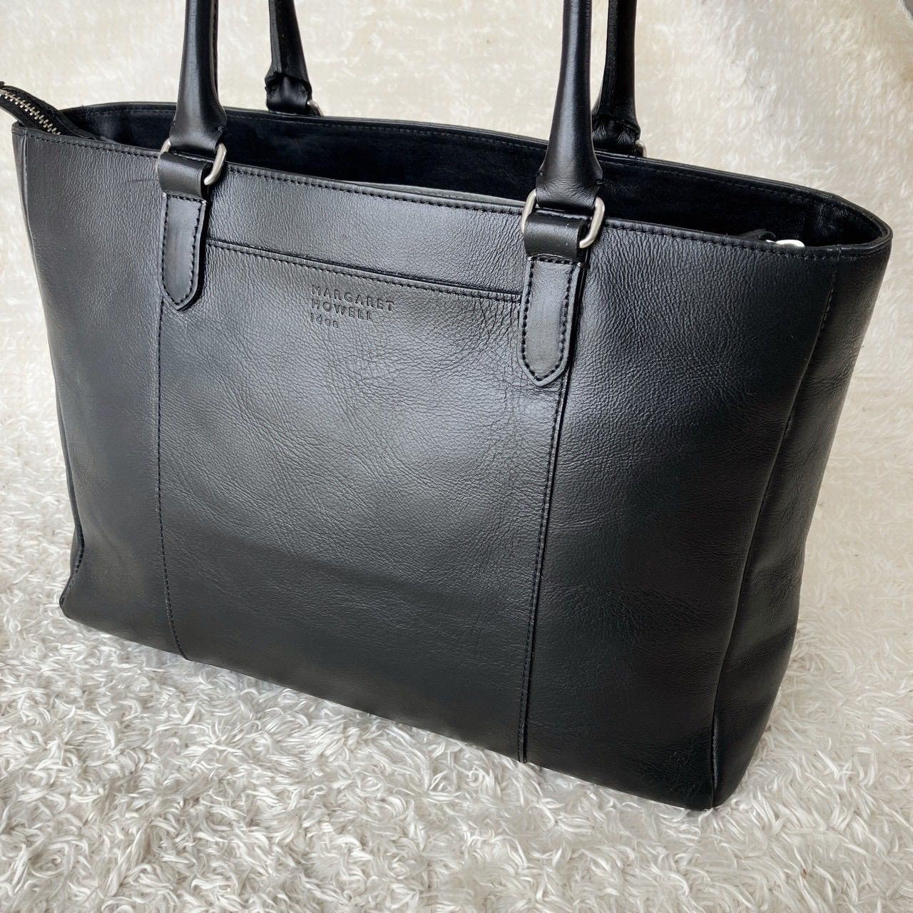 美品！MARGARET HOWELL　マーガレットハウエル　ビジネスバッグ　トートバッグ　レザー　ブラック