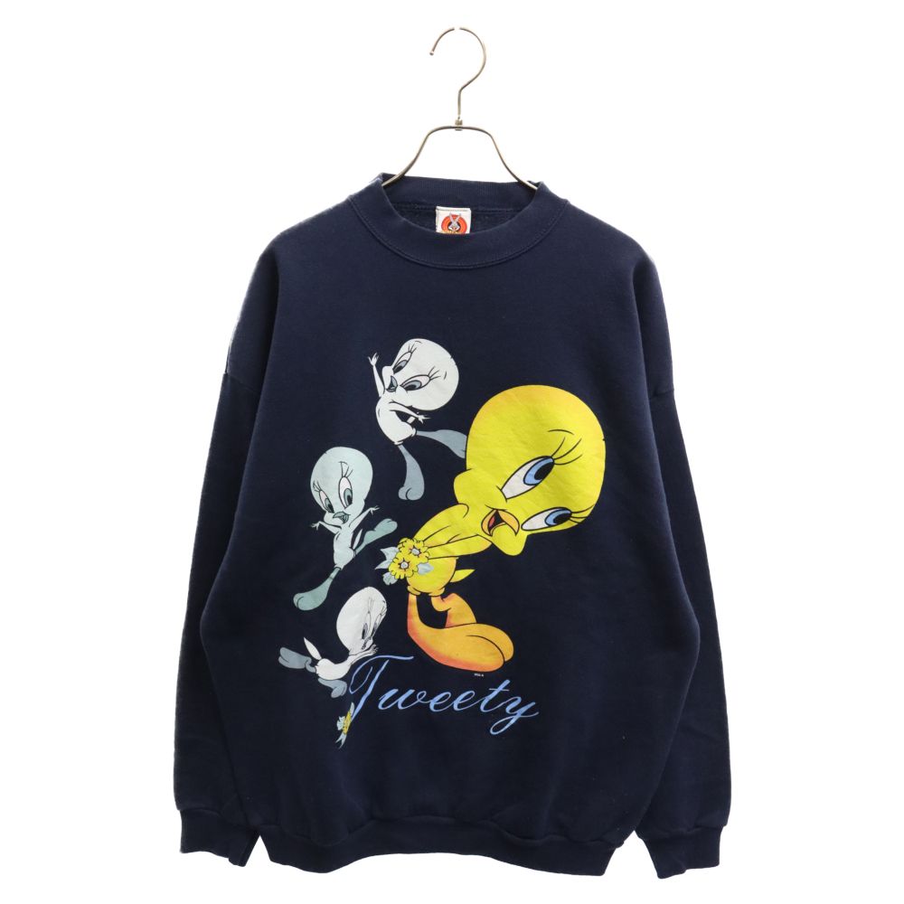 VINTAGE (ヴィンテージ) 90S LOONEY TUNES ルーニートゥイーティー フロントプリントデザイン トレーナー スウェット ネイビー