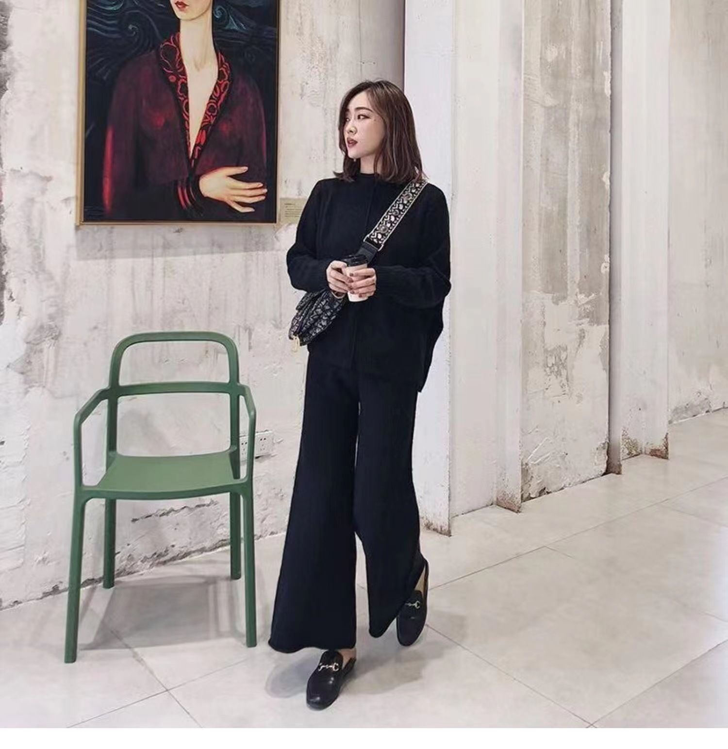 新入荷    秋冬  ニットセットアップ パンツスーツ レディース 秋冬 ジャージ上下セット セーター ロングパン オシャレ着痩せ  ベージュ 3色選択可