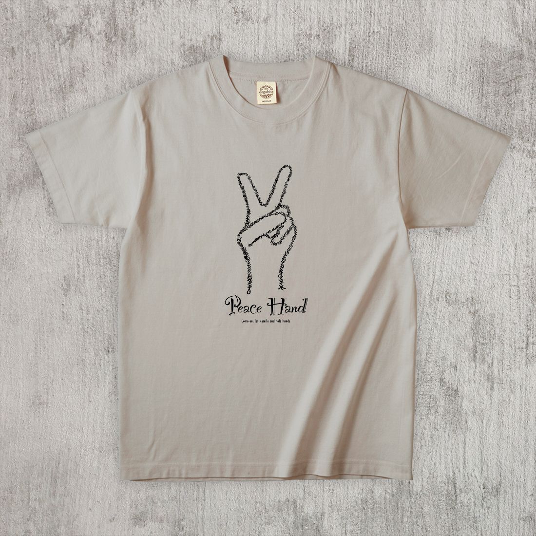 グラフィックTシャツ　Peace Hand Mono / Black