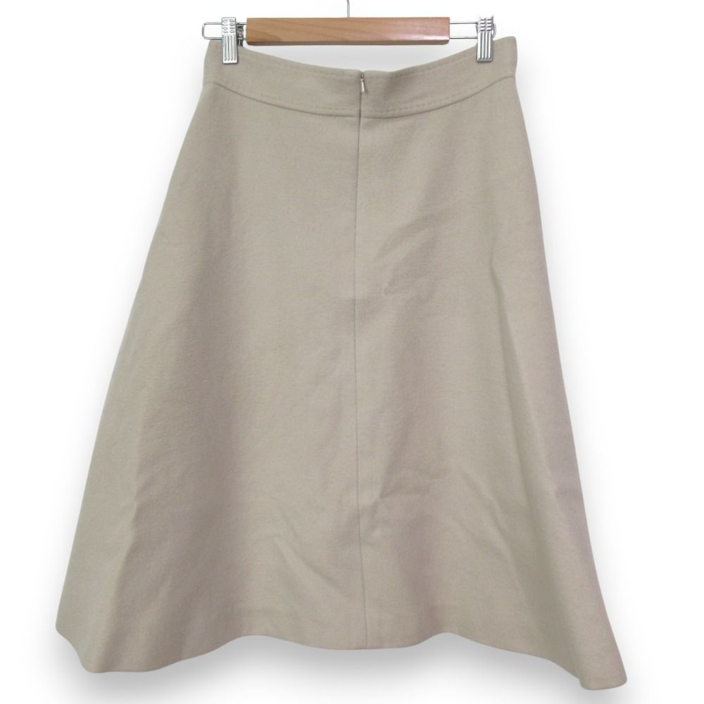 FOXEY フォクシー カシミヤウール フ スカート 40704 サイズ42 ライトベージュ レディース 古着