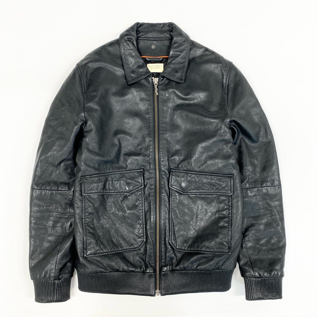 10i16 nudie jeans ヌーディージーンズ G-1 レザージャケット シングルライダース サイズL ブラック 牛革 メンズu02t