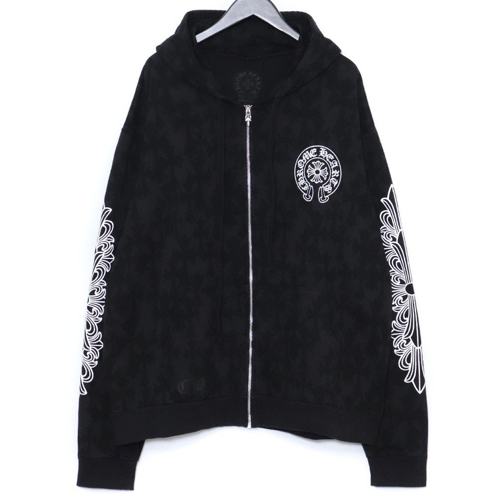 CHROME HEARTS セメタリークロス総柄ジップアップパーカー XL