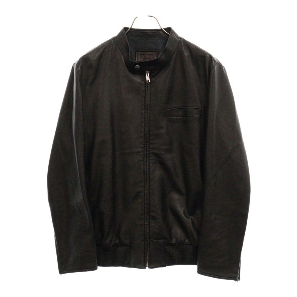 PRADA ブラックレザー シングルライダースジャケット Prada レザー ライダースジャケット | ブラック | FARFETCH JP