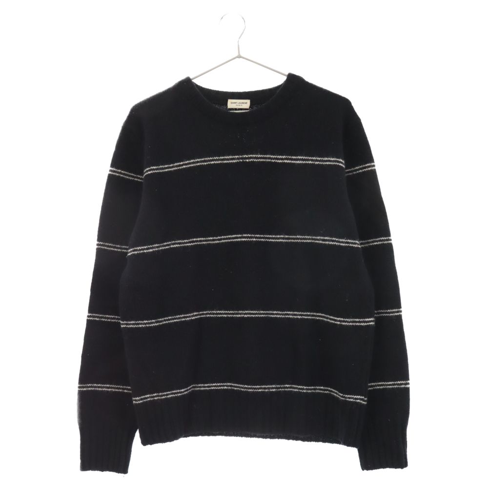 サンローラン ボーダー カシミヤ セーター サイズ S ブラック ホワイト