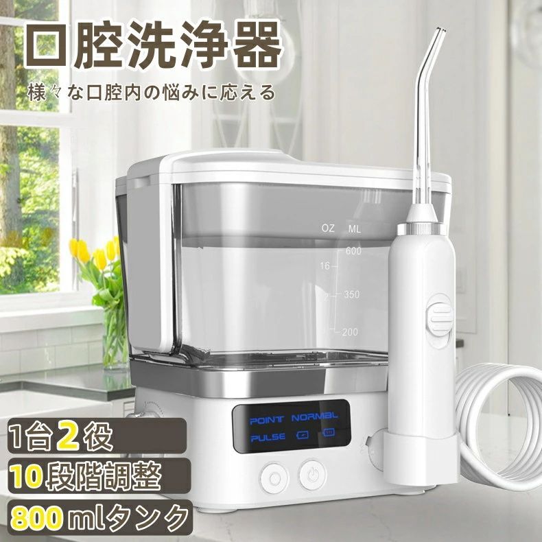 口腔洗浄機 電動 ジェットウォッシャー 口腔洗浄器 歯 ジェット 据え置き式 トゥースジェット しかん洗浄機 口腔洗浄機 10段階調整 Type-C充電式 IPX7防水 大容量 歯間ジェット洗浄 口腔洗浄 歯