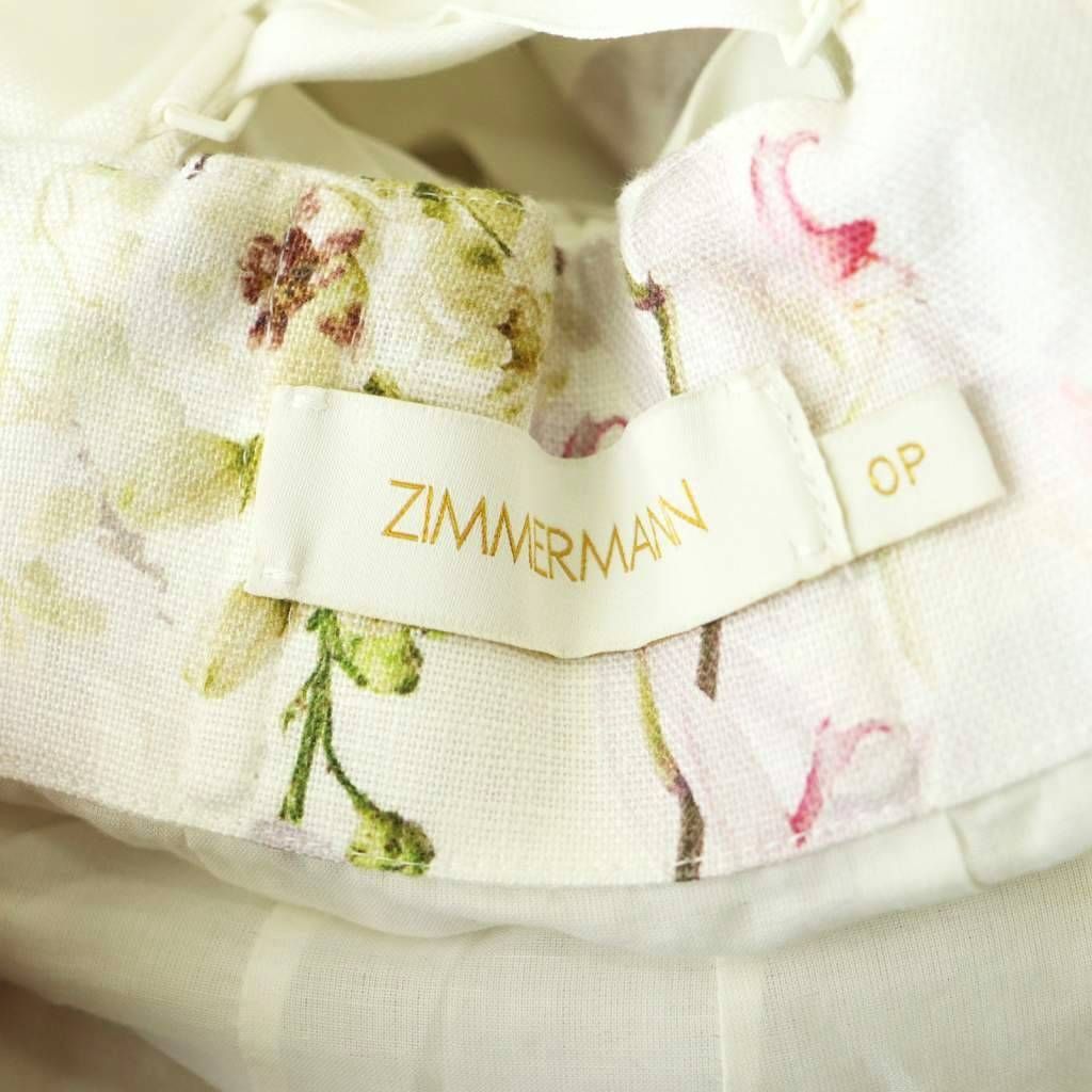 Zimmermann ドレス　長袖　リネン　サイズ3 ジマーマン Zimmermann シルクリネンコルセットデザインフラワー