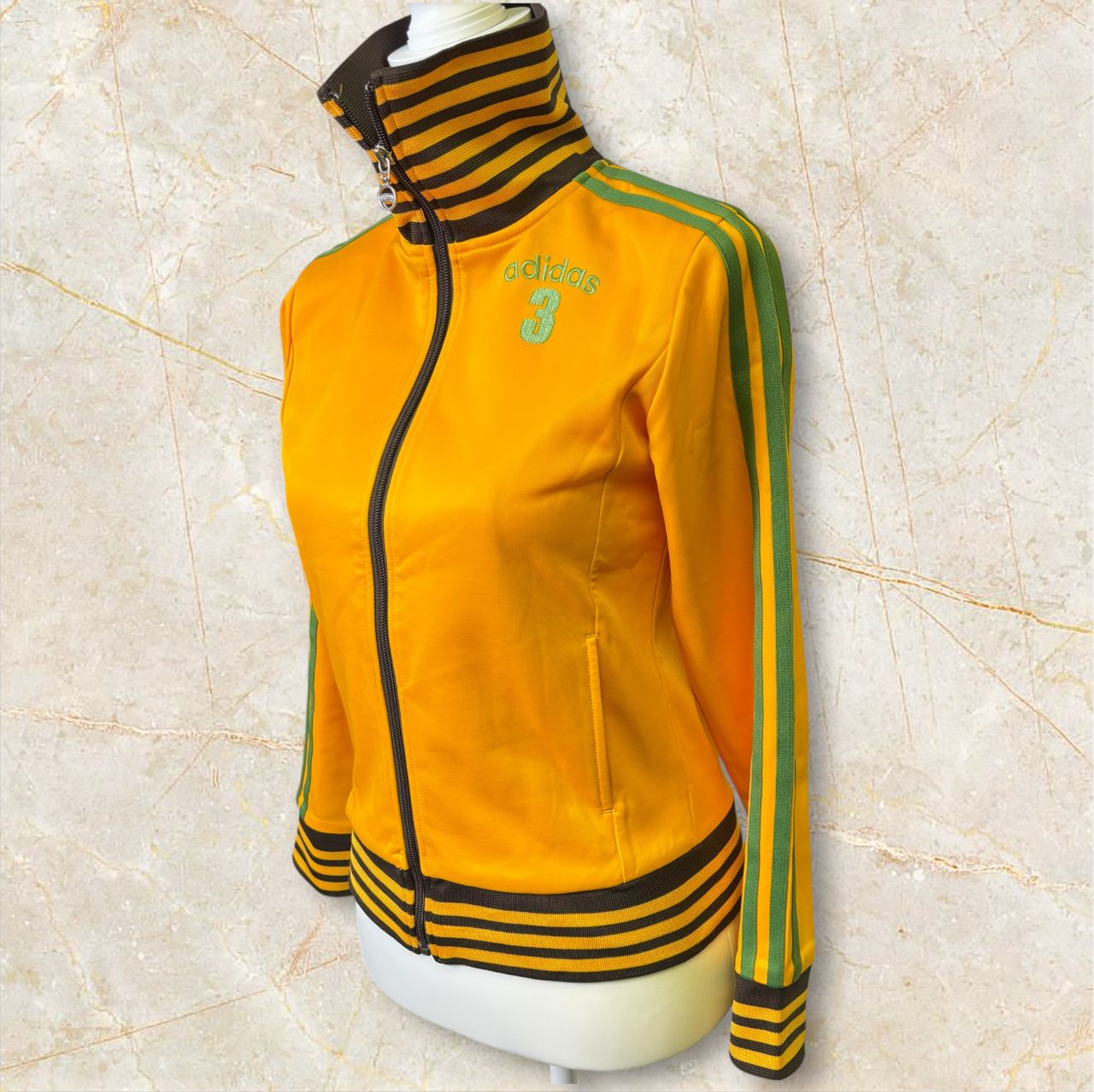 adidas アディダス レディース ジャージ ハイネック S 黄色×グリーン