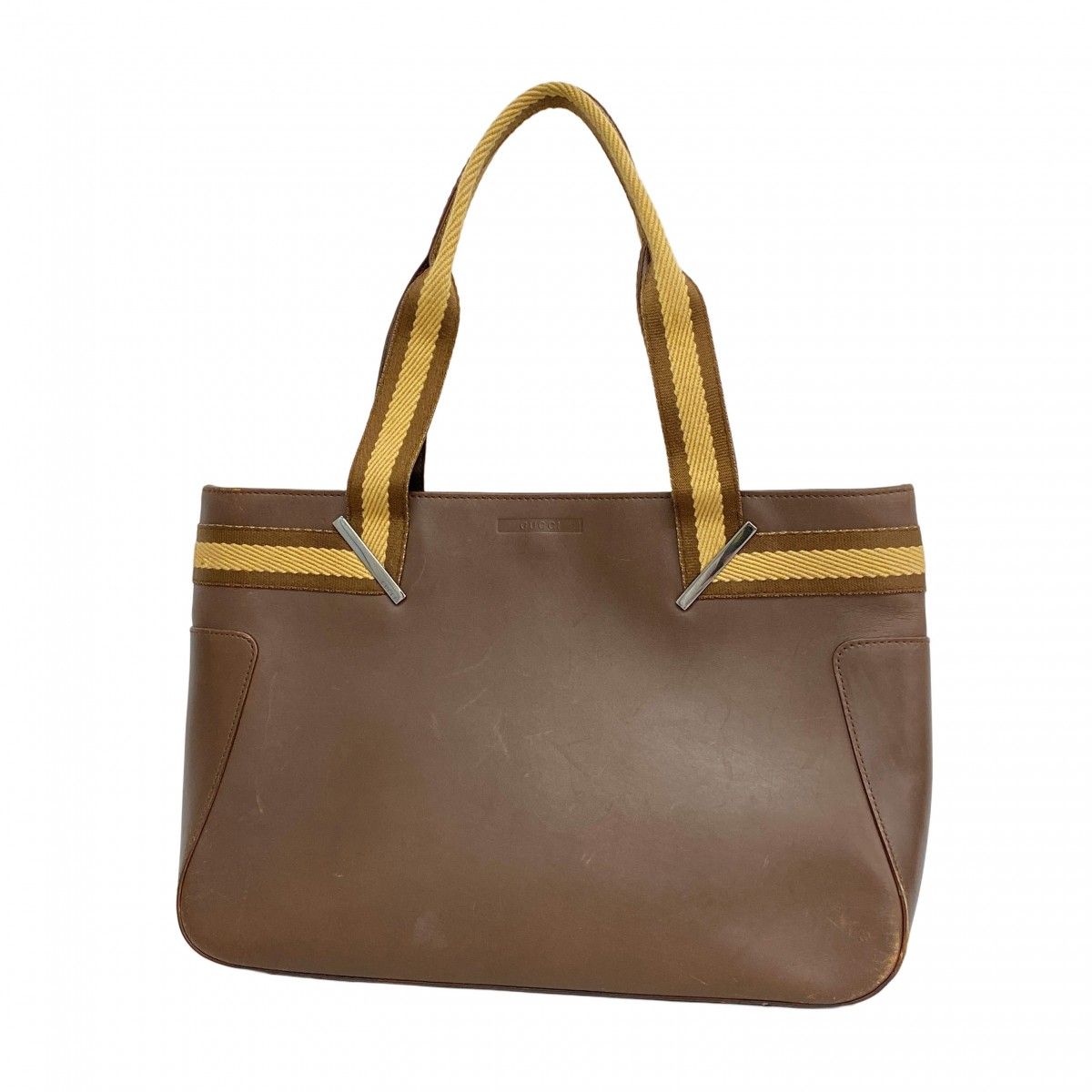 5ce5236】グッチ トートバッグ 002 1135 レザー ブラウン シルバー金具 