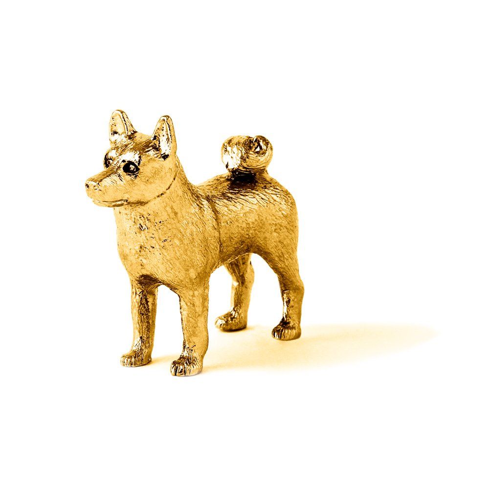 【セール，大得価】 ノルウェジアンエルクハウンド 22ct ゴールドプレート イギリス製 アート ドッグ フィギュア コレクション その他