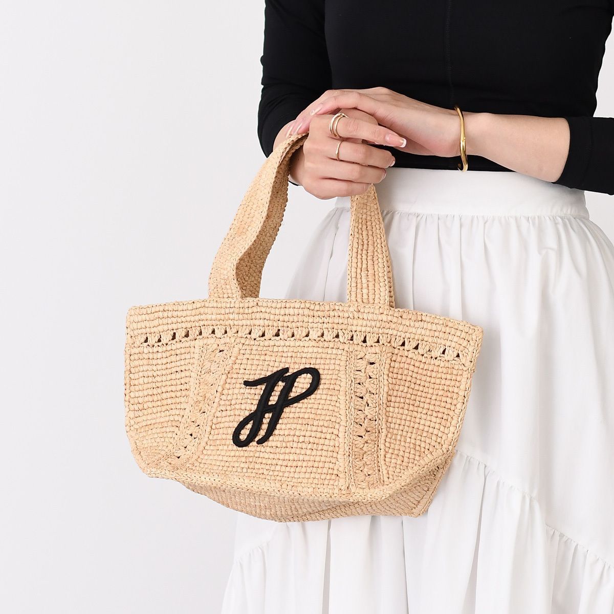 PATOU パトゥ カゴバッグ ラフィア パトゥロゴトラペーズトート