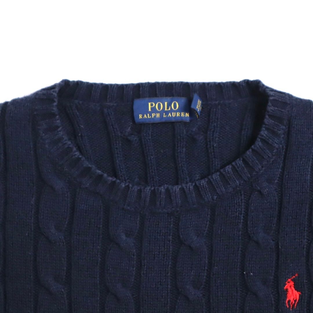 美品　現行タグ　ポロ　ラルフローレン　ネイビー　ニット　セーター　刺繍ロゴ POLO RALPH LAUREN ポロラルフローレン 現行タグ コットン