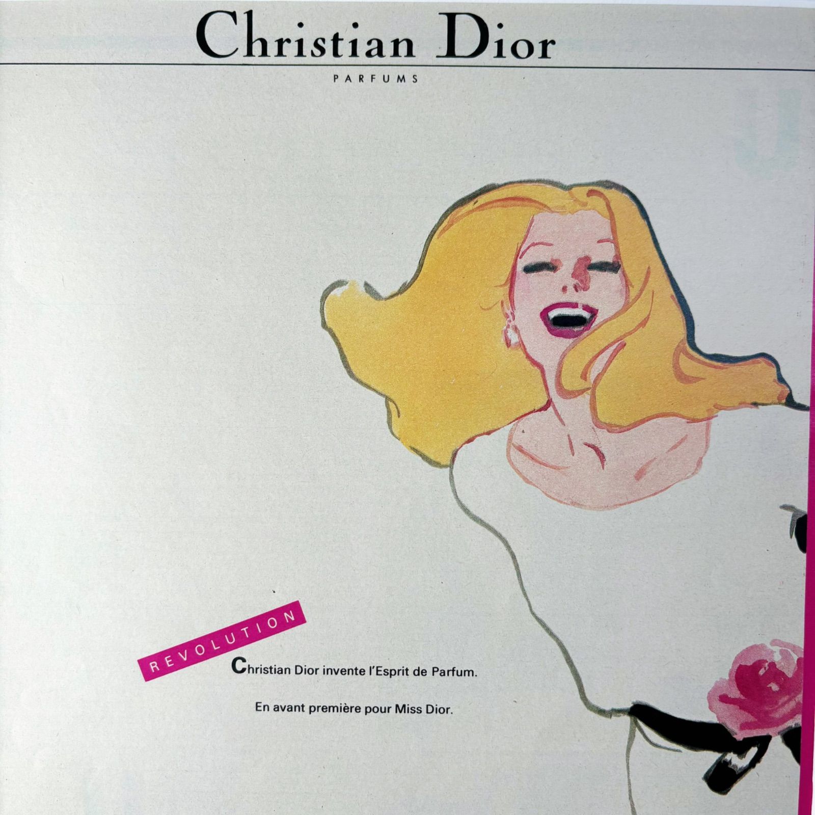＜1982 広告＞Christian Dior Rene Gruau ディオール ルネ・グリュオ ポスター ヴィンテージ アートポスター フレーム付き 額縁 インテリア モダン おしゃれ かわいい 壁掛け ポップ  レトロ