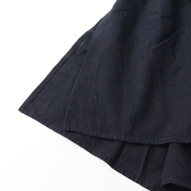 2025 ブノン BUNON リボンキャミドレス ブラック コットン ノースリーブ ワンピース フ スリット エプロン