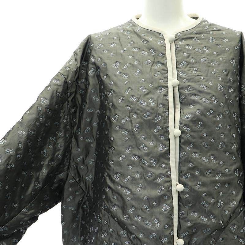 マメクロゴウチ Mame Kurogouchi 伊勢丹限定 Osmanthus Motif Jacquard Coat 金木犀コート アウター ロング  ノーカラー 花刺繍 総柄 シルク混 1 グレー オフホワイト ライトブルー /DO □OS - メルカリ