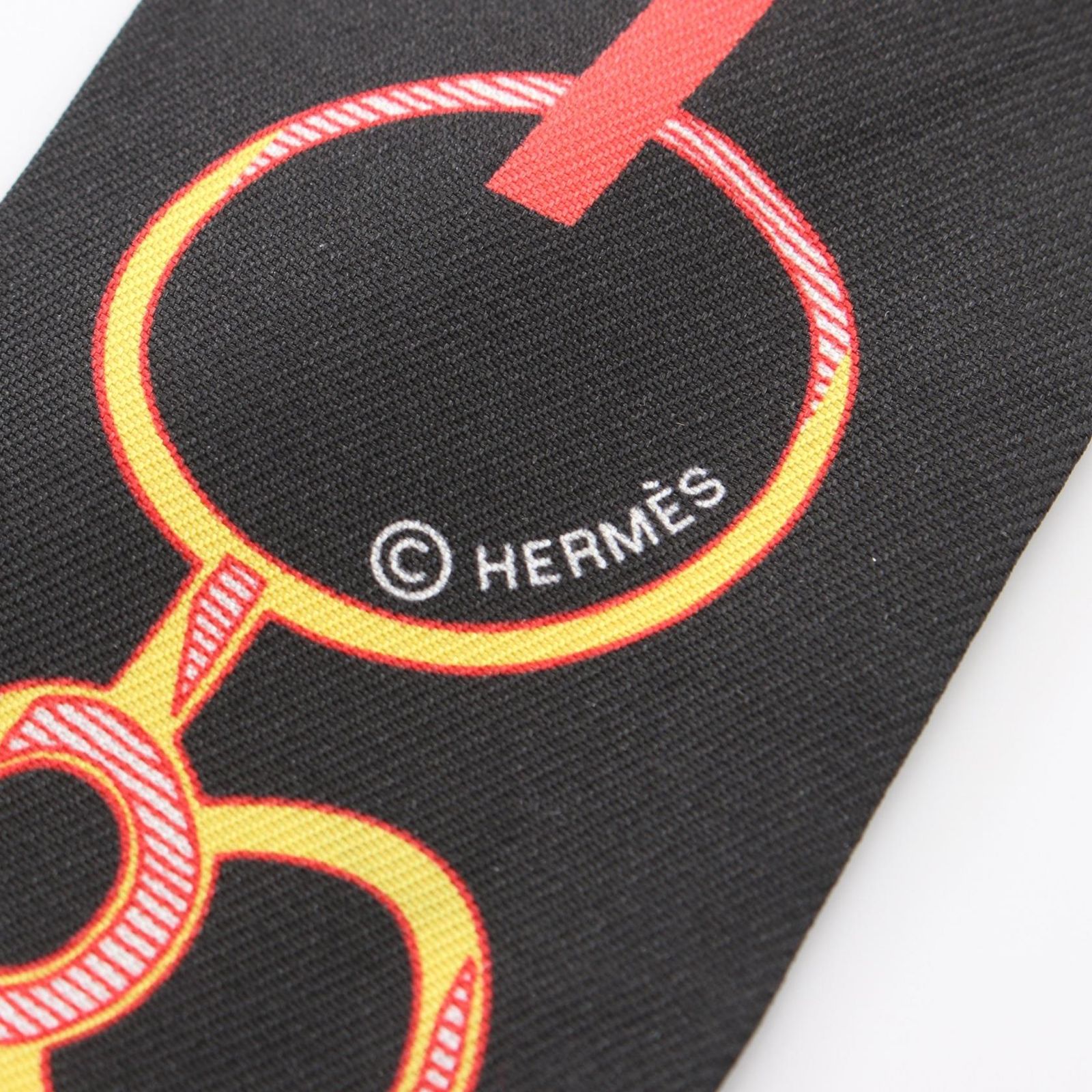 エルメス HERMES スカーフ ツイリー DO RE BOUCLES ブラック シルク