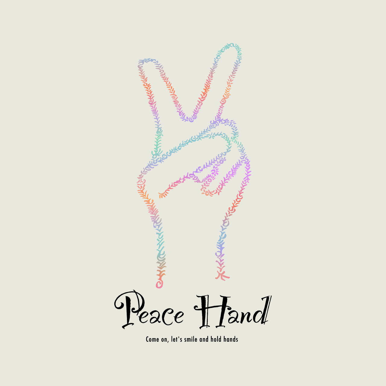 グラフィックロングTシャツ　Peace Hand Color -Long-