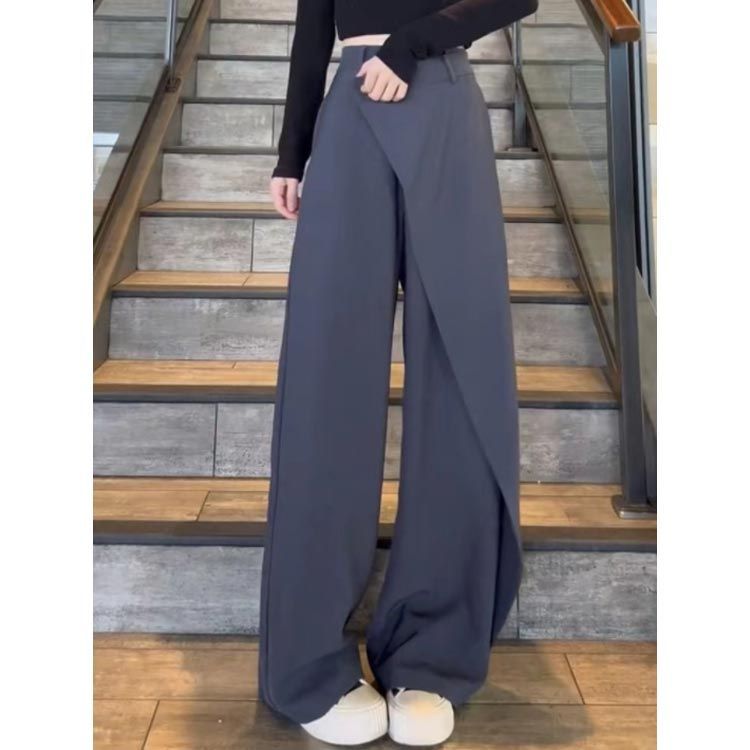 ワイドパンツ 秋 アシンメトリー 40代 ワイドパンツ ボトムス