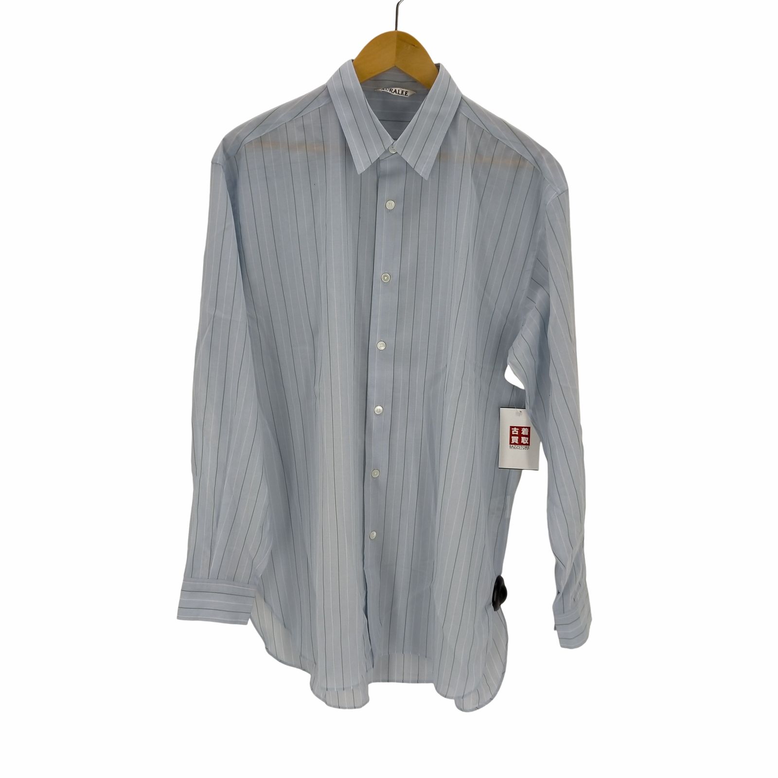 オーラリー AURALEE HARD TWIST FINX ORGANDY STRIPE SHIRT メンズ JPN：4 