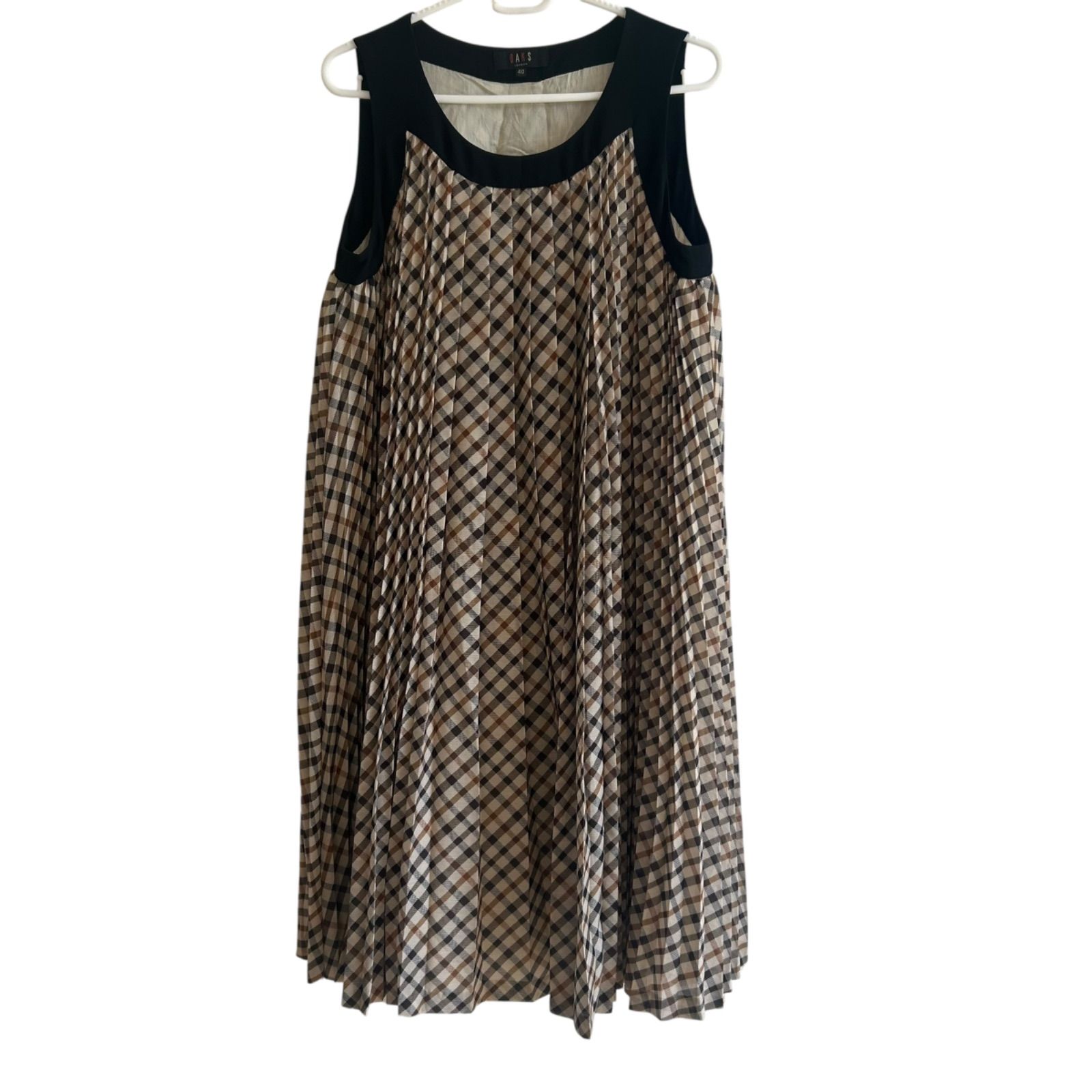 DAKS ダックス ワンピース ノースリーブ チェック 総柄 DDロゴ Z1434