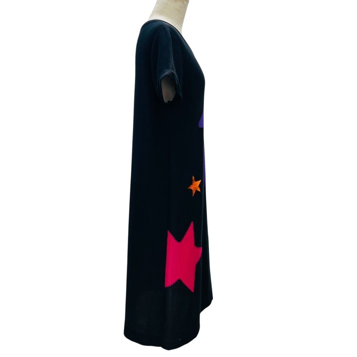 【新品】ソニアリキエル　ピンクと黒のVネック半袖チュニック風ワンピース 新品】ソニアリキエル ピンクと黒のVネック半袖チュニック風