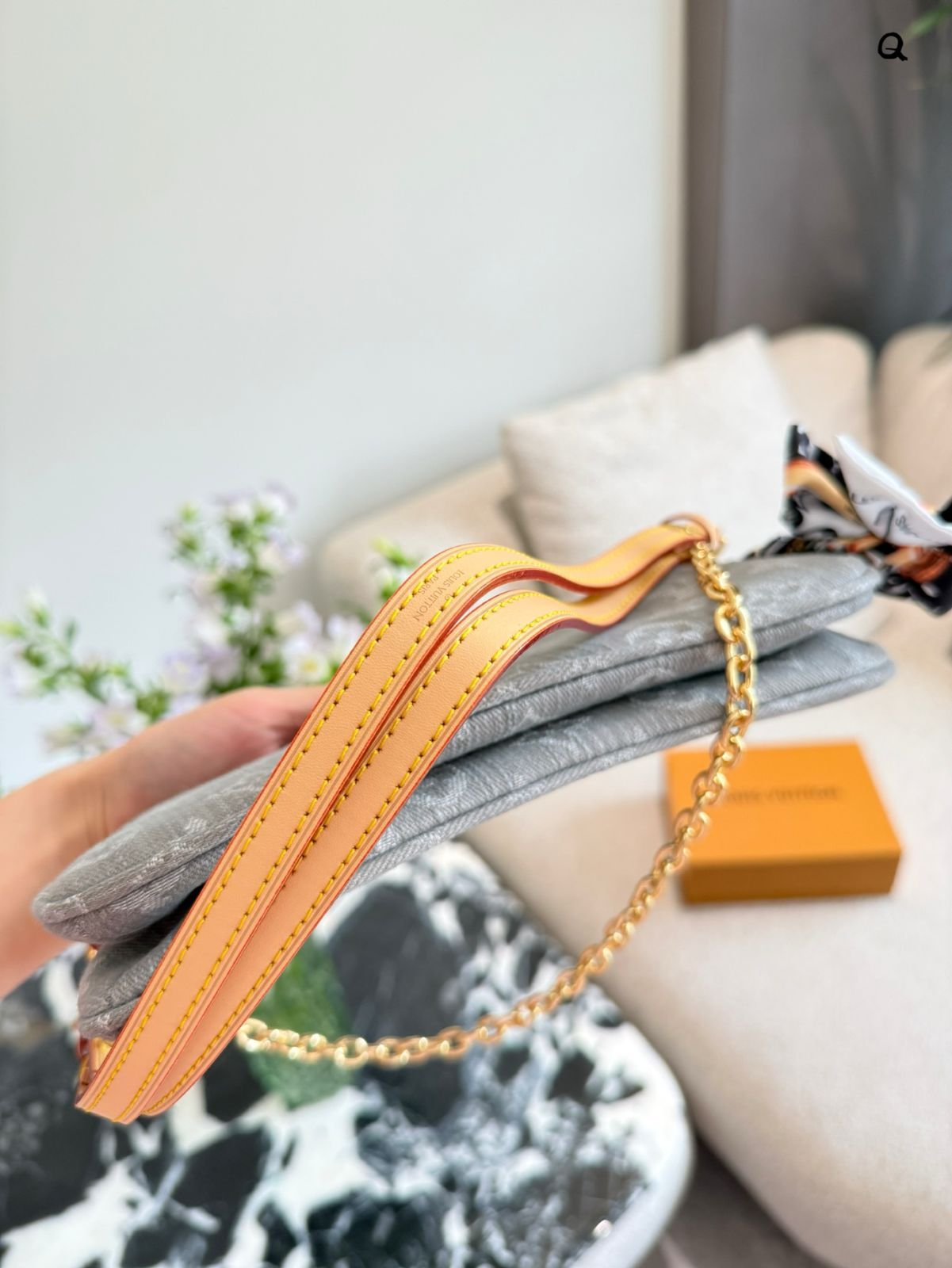 今日特価】LV Double Zipper Mahjong Bag [Denim Grey 25cm