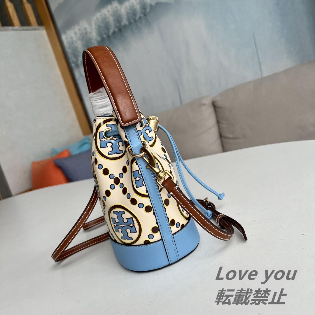 Tory burch トリーバーチ Tモノグラム バケットバッグ ショルダーバッグ クロスボディー 斜め掛け レディースバッグ ドローストリング  アウトレット品 カラーブロック - メルカリ