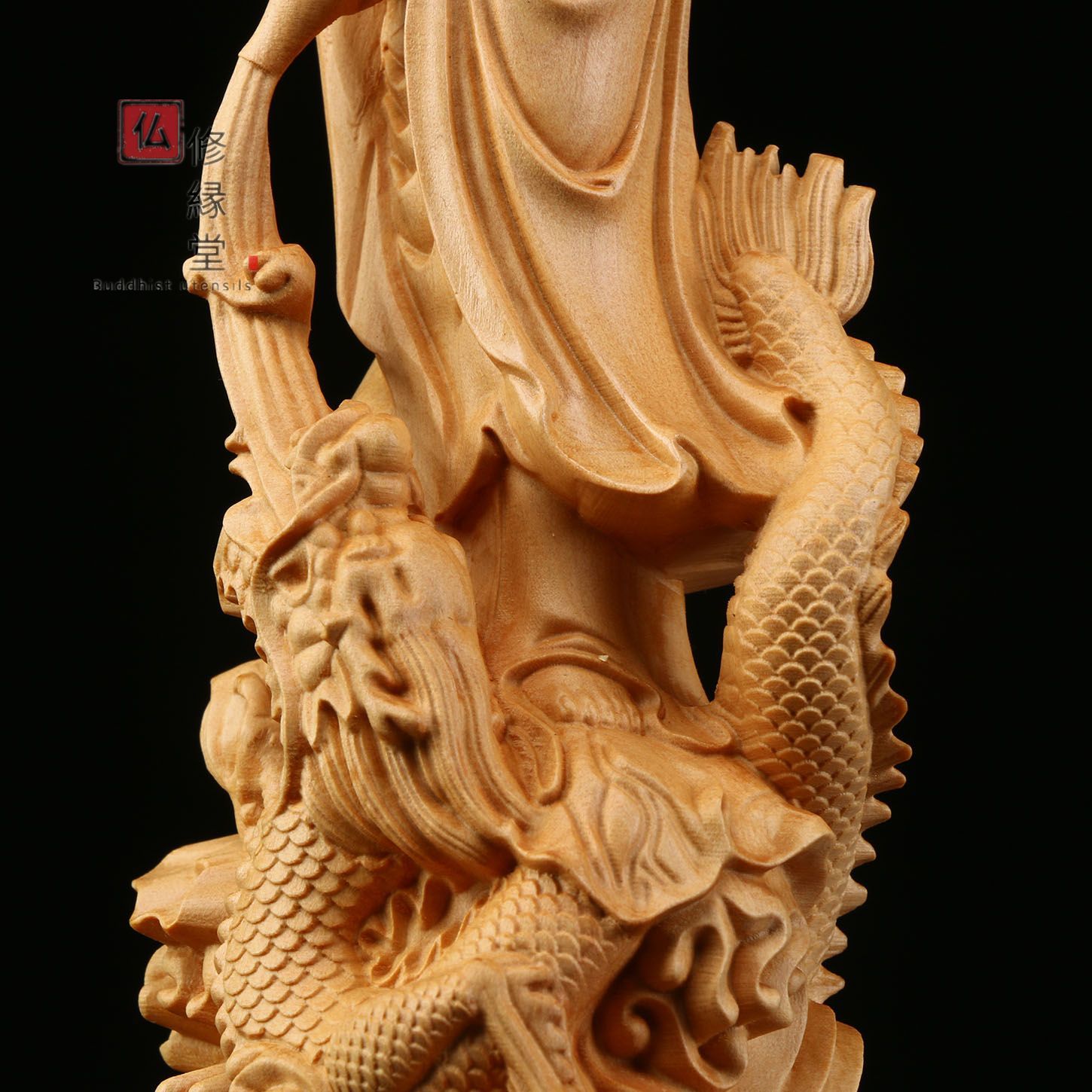 【修縁堂】仏像 龍鳳観音菩薩座像 観音菩薩 木彫り細密彫刻 仏教美術品 供養品 Amazon｜観音 観音像 龍鳳観音 仏像 観世音像菩薩龍鳳呈祥