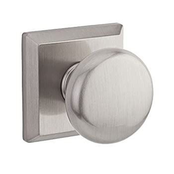 (satinnickel) - Baldwin Round Single Dummy Door Knob with Traditional Square Rose
