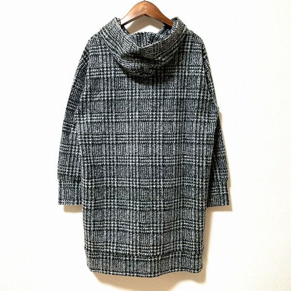 wnc インゲボルグ チュニック 黒 グレー チェック 花 フード付き レディース 940176