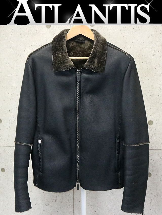 銀座店 ジョルジオアルマーニ ムートン ジップ ジャケット メンズ 52