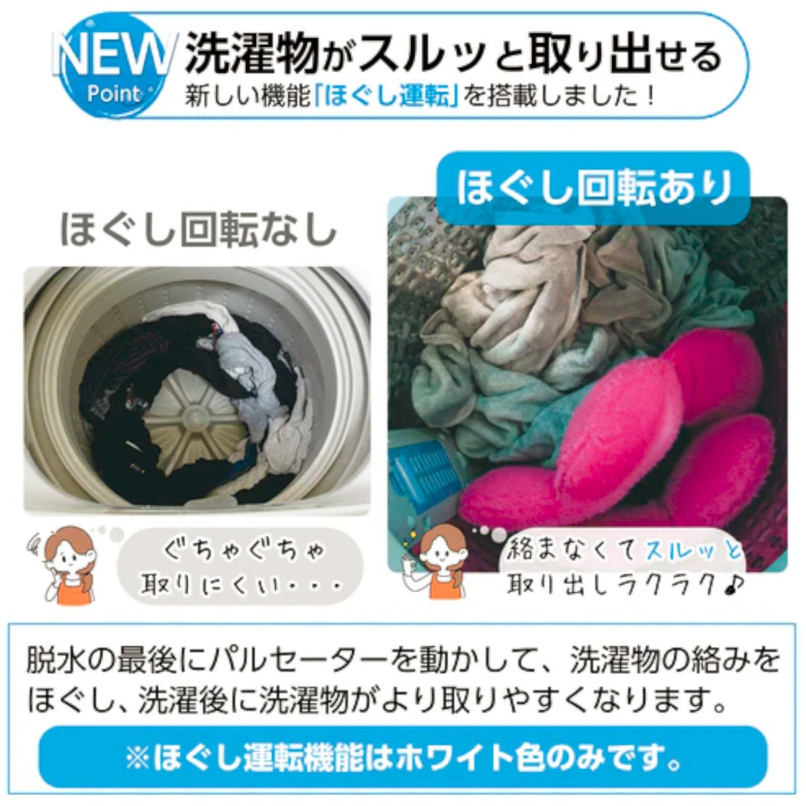 ほぐし運転搭載 簡易乾燥機能付き