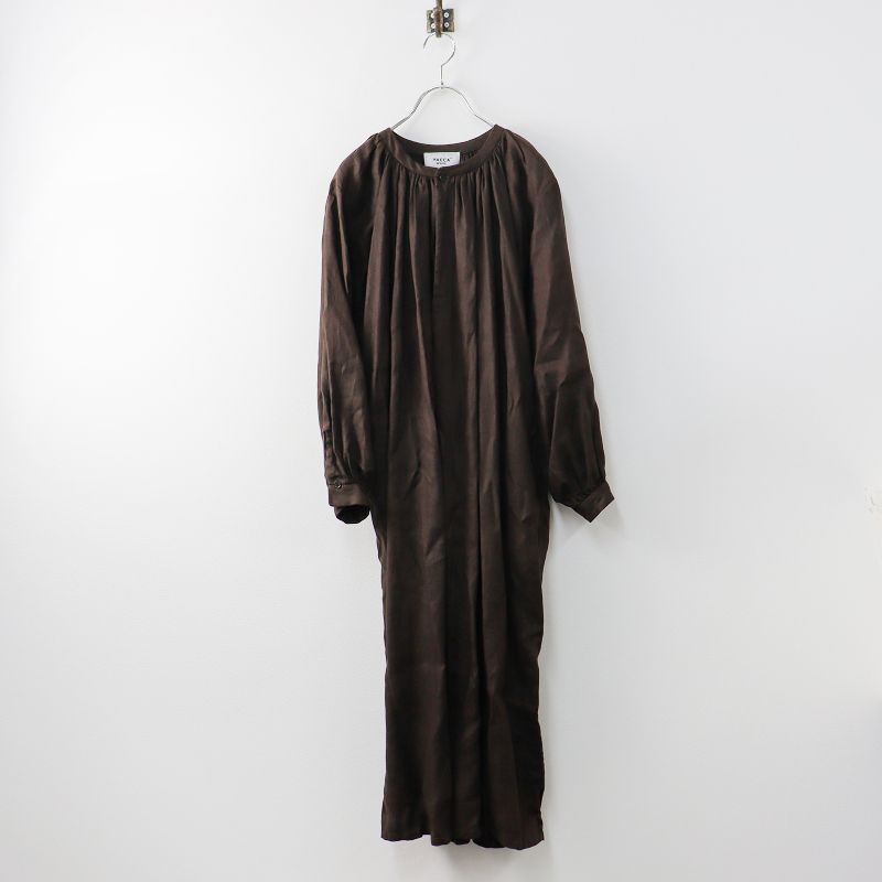 ⭐︎ヤエカ　ワンピース　Mサイズ　ブラウン 美品】ヤエカ yaeca ワンピース ブラウン 麻100% YAECA（ワンピース
