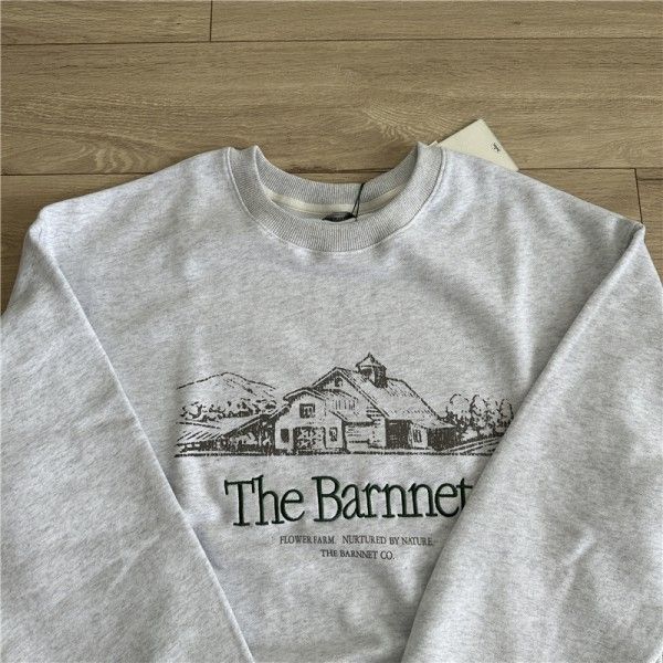 The Barnnet 韓国 スウェット トレーナー 刺繍 ライトグレー The Barnnet 韓国 スウェット トレーナー 刺繍 ライトグレー