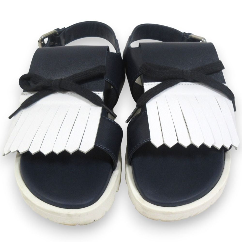 美品 MARNI マルニ レザー フリンジ リボン アンクルストラップ