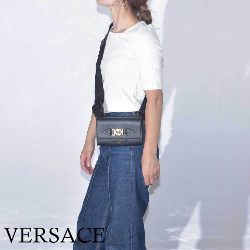 ヴェルサーチ バッグ ビギー ショルダーバッグ レザー メドゥーサ レディース メンズ ブラック 黒 ブランド VERSACE 105155