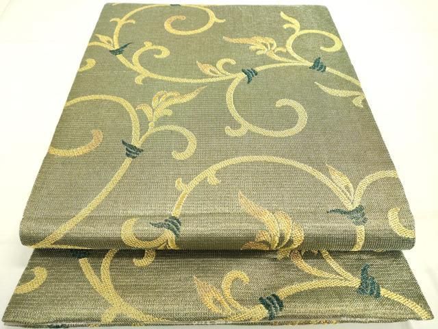 平和屋着物●両面　六通柄袋帯　唐草文　金糸　正絹　逸品　DAAR0781fe 平和屋着物○両面 六通柄袋帯 唐草文 金糸 正絹 逸品 DAAR0781fe