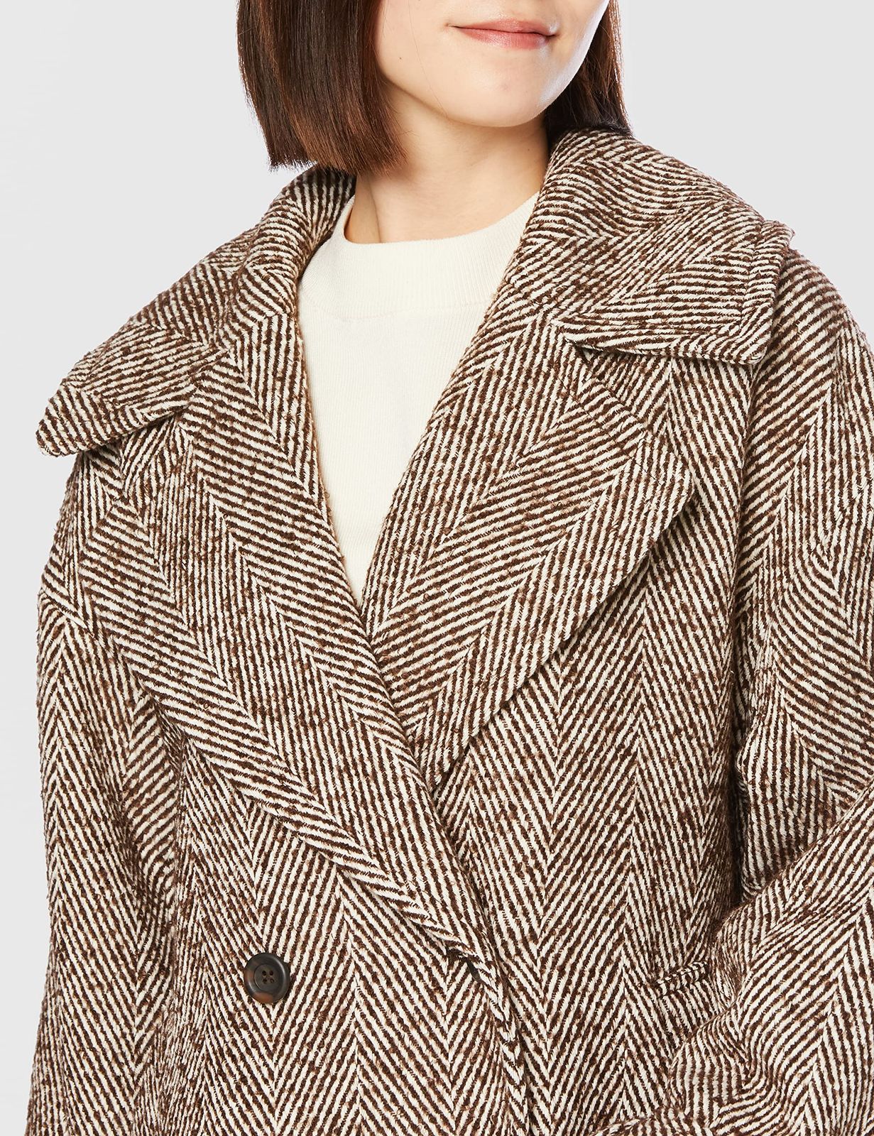 ビス コート ヘリンボーンルーズミドルコート レディース BVO32060 ダークブラウン 20 S