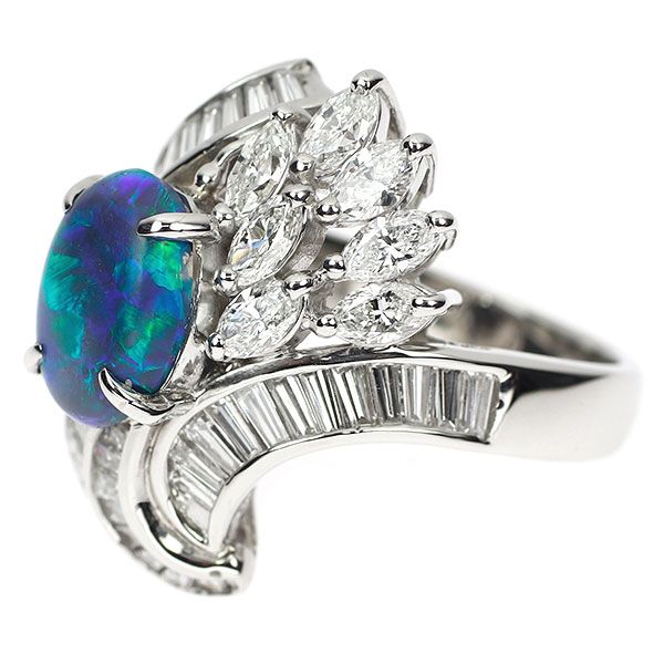 K18 PT900 オパールダイヤモンドリング 4g オパール2.20ct ダイヤ0.438