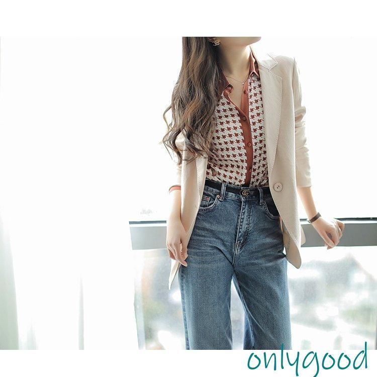  ブラウス レディース 40代 春夏秋 オシャレブラウス レションシャツ 長袖トップス 千鳥格子 折り襟ブラウス 大人 上品 通勤OL ゆったりWP 926 長袖 シャツ ブラウス