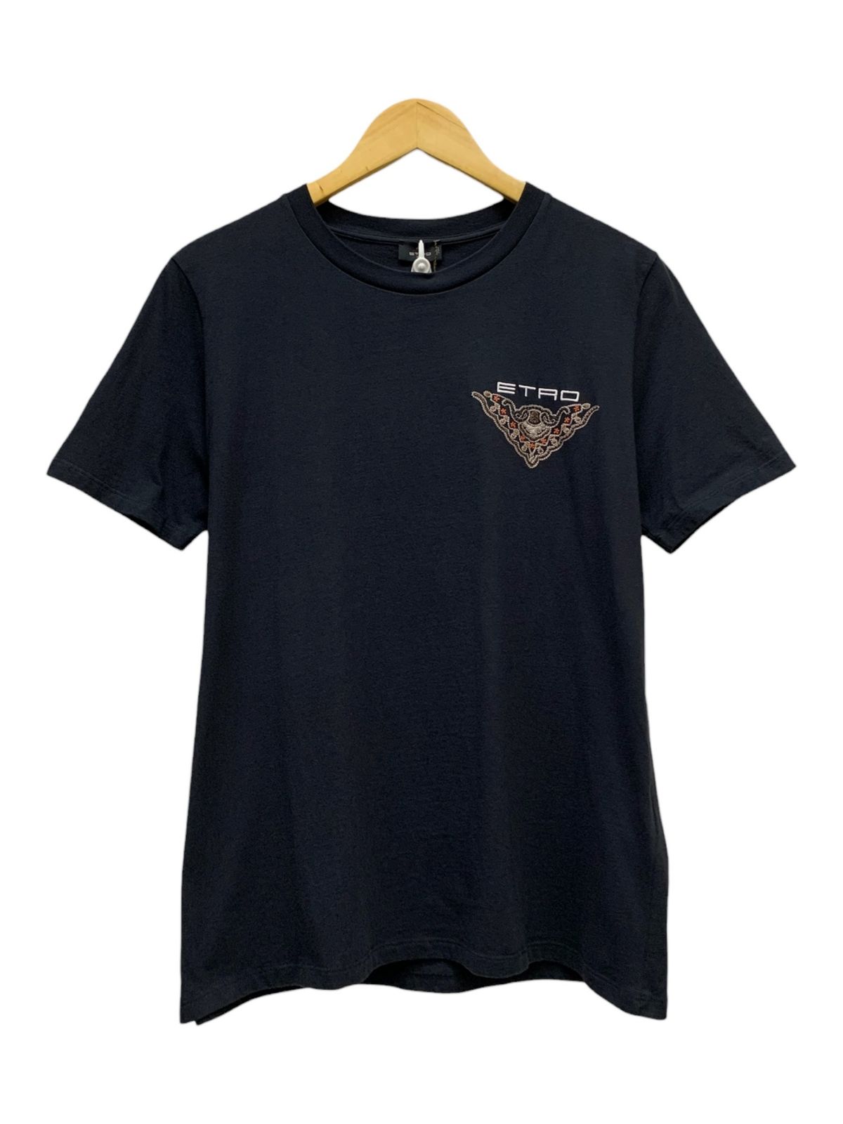 ETRO エトロ EMBROIDERED T-SHIRT. Tシャツ 刺繍 半袖 クルーネック ユニセックス 44 黒 ブラック レディース|036